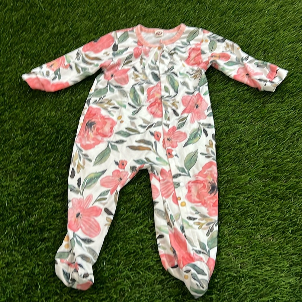 flower print footie pajamas